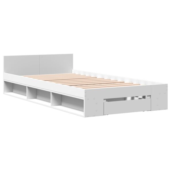 vidaXL Posteľný rám so zásuvkou biely 75x190 cm kompozitné drevo – Obrázok 2
