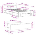 vidaXL Posteľný rám so zásuvkou dub sonoma 75x190 cm kompozitné drevo – Obrázok 10