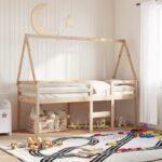 vidaXL Strecha na detskú posteľ 209x85,5x88 cm borovicový masív