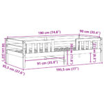 vidaXL Posteľný rám 90x190 cm borovicový masív – Obrázok 9