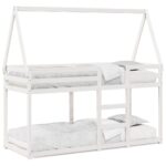 vidaXL Poschodová posteľ so strechou biela 80x200 cm borovicový masív – Obrázok 3