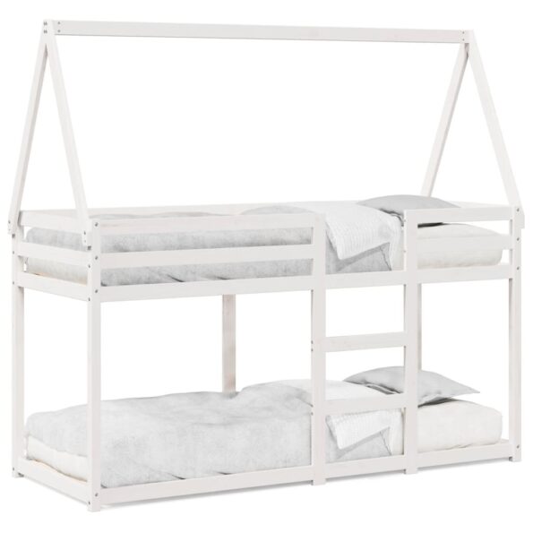 vidaXL Poschodová posteľ so strechou biela 80x200 cm borovicový masív – Obrázok 3