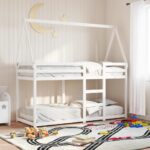 vidaXL Poschodová posteľ so strechou biela 80x200 cm borovicový masív