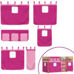 vidaXL Poschodová posteľ so závesmi ružová 80x200 cm masívna borovica – Obrázok 10