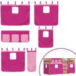 vidaXL Poschodová posteľ so závesmi ružová 90x200 cm masívna borovica – Obrázok 10