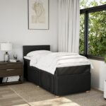 vidaXL Posteľný rám boxspring s matracom čierny 90x200 cm látka – Obrázok 3