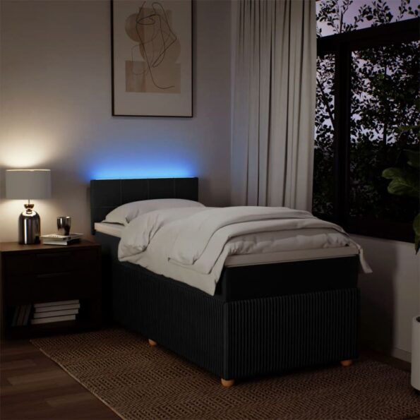 vidaXL Posteľný rám boxspring s matracom čierny 90x200 cm látka – Obrázok 5