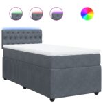 vidaXL Posteľný rám boxspring s matracom tmavosivý 90x200 cm zamat – Obrázok 2