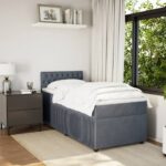 vidaXL Posteľný rám boxspring s matracom tmavosivý 90x200 cm zamat – Obrázok 4