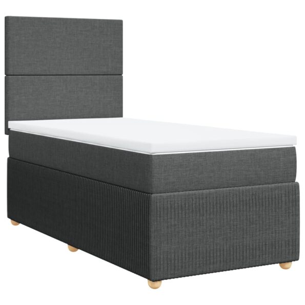vidaXL Boxspring posteľ s matracom tmavosivá 90x200 cm látka – Obrázok 2