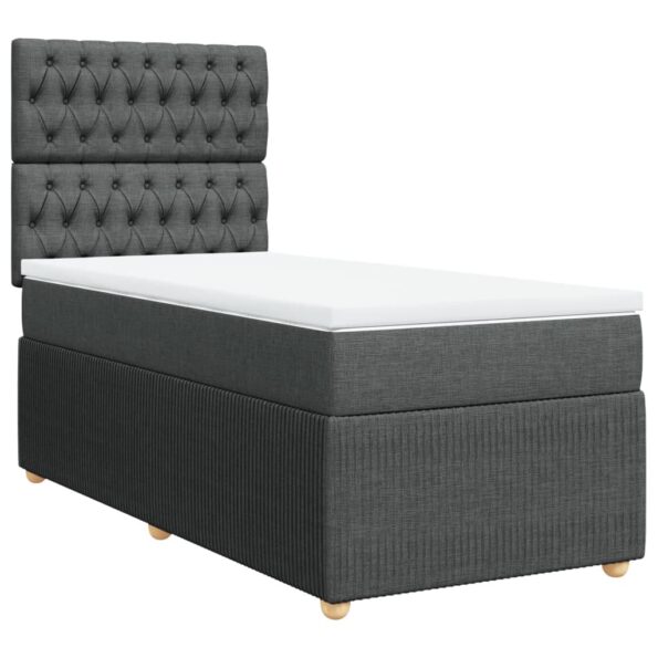 vidaXL Boxspring posteľ s matracom tmavosivá 90x200 cm látka – Obrázok 2