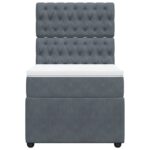 vidaXL Posteľný rám boxspring s matracom tmavosivý 90x200 cm zamat – Obrázok 6