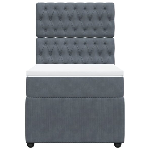 vidaXL Posteľný rám boxspring s matracom tmavosivý 90x200 cm zamat – Obrázok 6