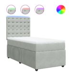 vidaXL Posteľný rám boxsping s matracom bledosivý 90x200 cm zamat – Obrázok 2