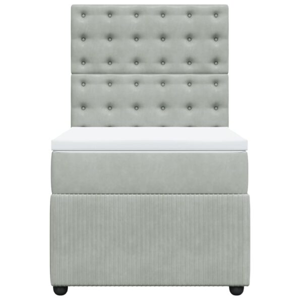 vidaXL Posteľný rám boxsping s matracom bledosivý 90x200 cm zamat – Obrázok 6