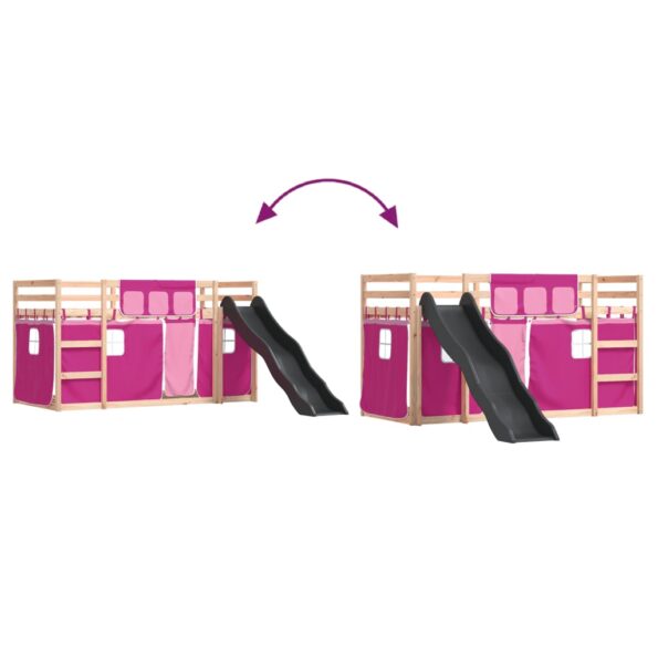 vidaXL Poschodová posteľ šmykľavka a závesy ružová 90x200 cm – Obrázok 11