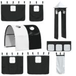 vidaXL Poschodová posteľ šmykľavka a závesy bielo-čierna 90x200 cm – Obrázok 6