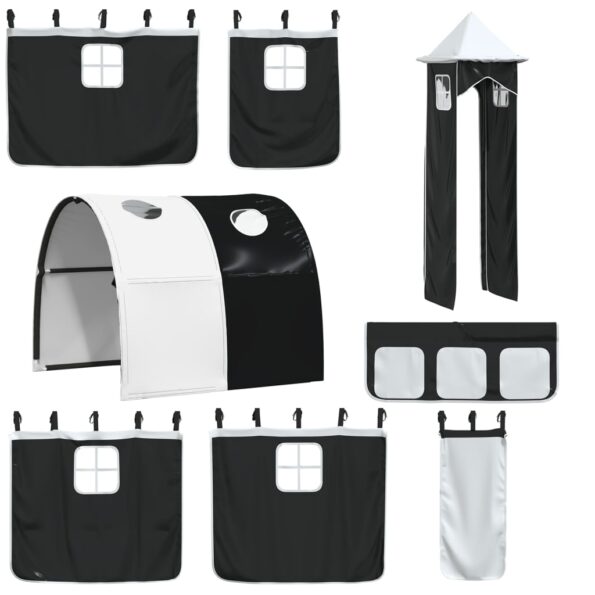 vidaXL Poschodová posteľ šmykľavka a závesy bielo-čierna 90x200 cm – Obrázok 6