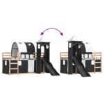 vidaXL Poschodová posteľ šmykľavka a závesy bielo-čierna 90x200 cm – Obrázok 11