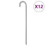 vidaXL Stanové kolíky 12 ks 41,5 cm Ø12 mm pozinkovaná oceľ