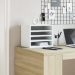 vidaXL Organizér na stôl biely 36x26x29,5 cm kompozitné drevo – Obrázok 3