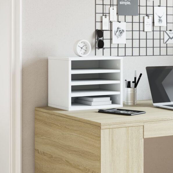 vidaXL Organizér na stôl biely 36x26x29,5 cm kompozitné drevo – Obrázok 3