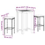 vidaXL 3-dielna záhradná barová súprava sivá polyratan masívna akácia – Obrázok 11