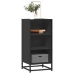 vidaXL Komoda čierna 35,5x35x76 cm kompozitné drevo a kov