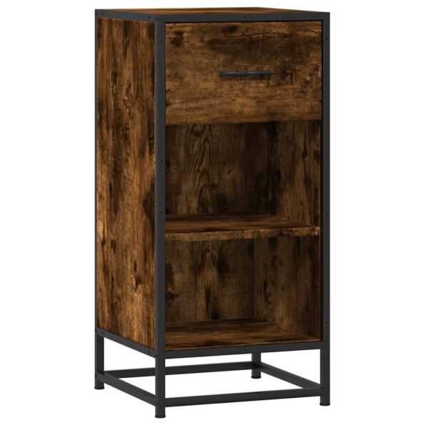 vidaXL Komoda dymový dub 35,5x35x76 cm kompozitné drevo a kov – Obrázok 2