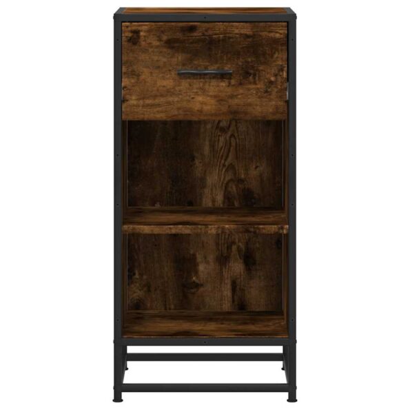 vidaXL Komoda dymový dub 35,5x35x76 cm kompozitné drevo a kov – Obrázok 4