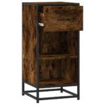 vidaXL Komoda dymový dub 35,5x35x76 cm kompozitné drevo a kov – Obrázok 5