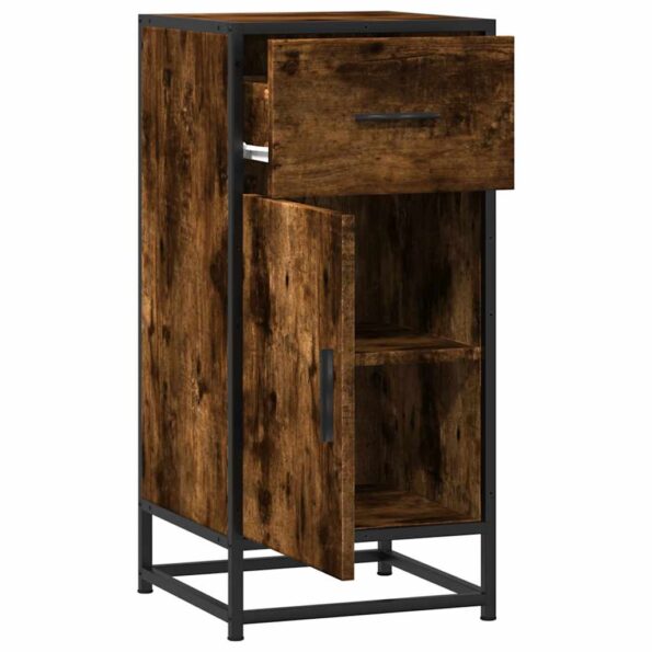 vidaXL Komoda dymový dub 35,5x35x76 cm kompozitné drevo a kov – Obrázok 5