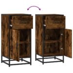 vidaXL Komoda dymový dub 35,5x35x76 cm kompozitné drevo a kov – Obrázok 8