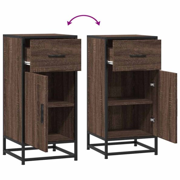 vidaXL Komoda hnedý dub 35,5x35x76 cm kompozitné drevo a kov – Obrázok 8