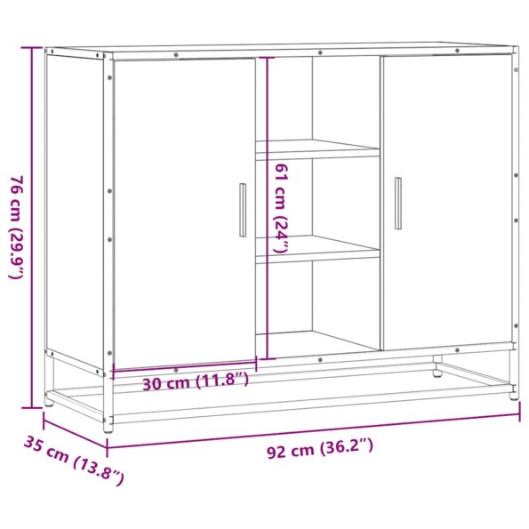 vidaXL Komoda sivý dub sonoma 92x35x76 cm kompozitné drevo – Obrázok 10