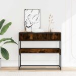 vidaXL Konzolový stolík dymový dub 90x35x80 cm kompozitné drevo – Obrázok 3