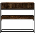 vidaXL Konzolový stolík dymový dub 90x35x80 cm kompozitné drevo – Obrázok 4