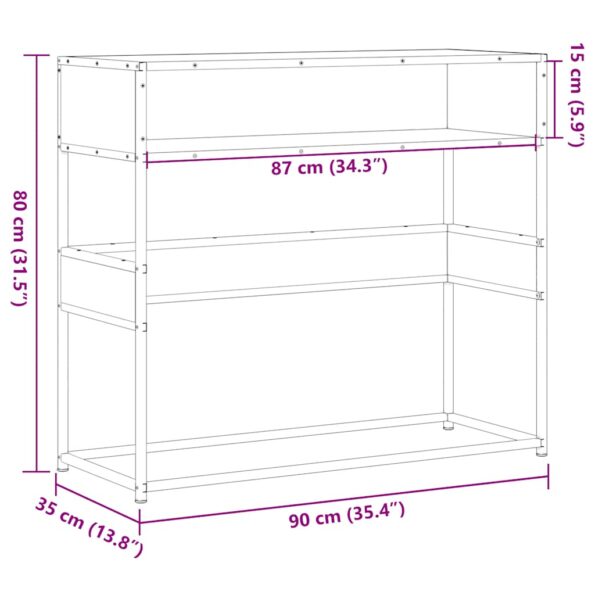 vidaXL Konzolový stolík dymový dub 90x35x80 cm kompozitné drevo – Obrázok 9
