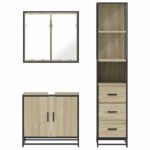 vidaXL 3-dielna súprava kúpeľňových skriniek sonoma kompozitné drevo – Obrázok 5