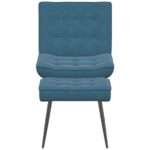 vidaXL Relaxačné kreslo s podnožkou modré zamat – Obrázok 4