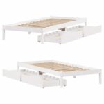 vidaXL Posteľ bez matraca biely 150x200 cm masívna borovica – Obrázok 9