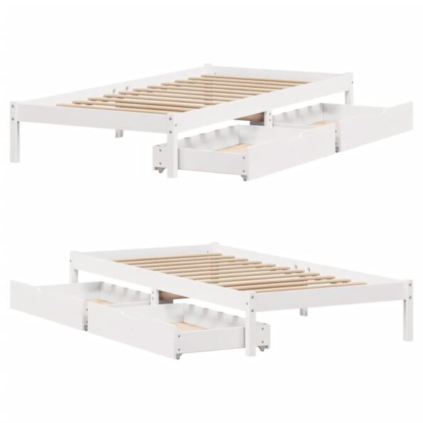 vidaXL Posteľ bez matraca biely 150x200 cm masívna borovica – Obrázok 9