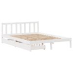 vidaXL Posteľ bez matraca biely 150x200 cm masívna borovica – Obrázok 3