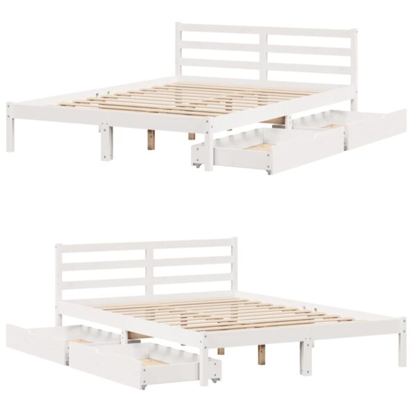 vidaXL Posteľ bez matraca biela 140x190 cm masívna borovica – Obrázok 9