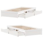 vidaXL Posteľ bez matraca biely 150x200 cm masívna borovica – Obrázok 9