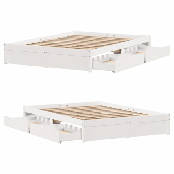 vidaXL Posteľ bez matraca biela 140x200 cm masívna borovica – Obrázok 9