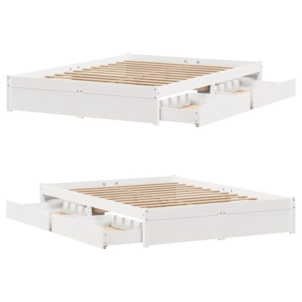 vidaXL Posteľ bez matraca biela 160x200 cm masívna borovica – Obrázok 9