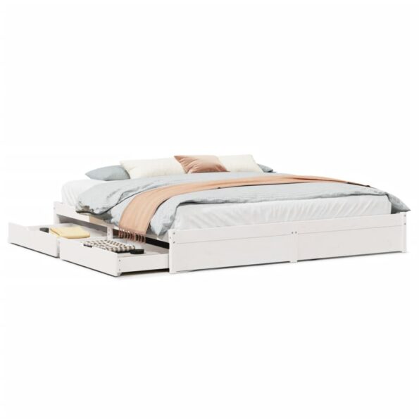 vidaXL Posteľ bez matraca biela 180x200 cm masívna borovica – Obrázok 2