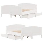 vidaXL Posteľ bez matraca biela 140x200 cm masívna borovica – Obrázok 9