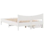 vidaXL Posteľný rám so zásuvkami biely 160x200 cm borovicový masív – Obrázok 8